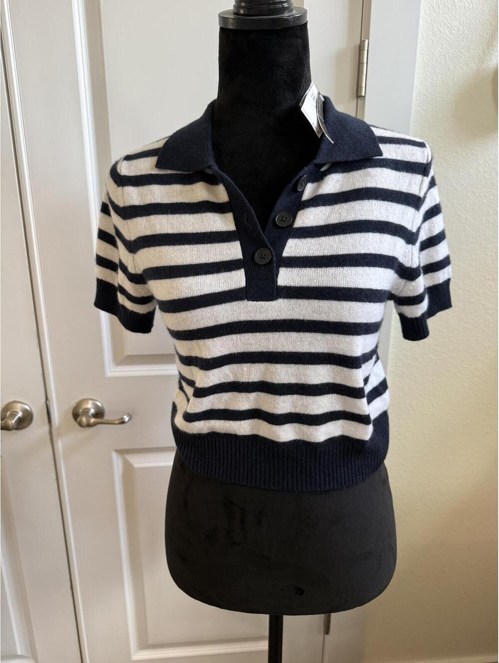 House of Harlow cropped cashmere striped short sleeve sweater sz XS